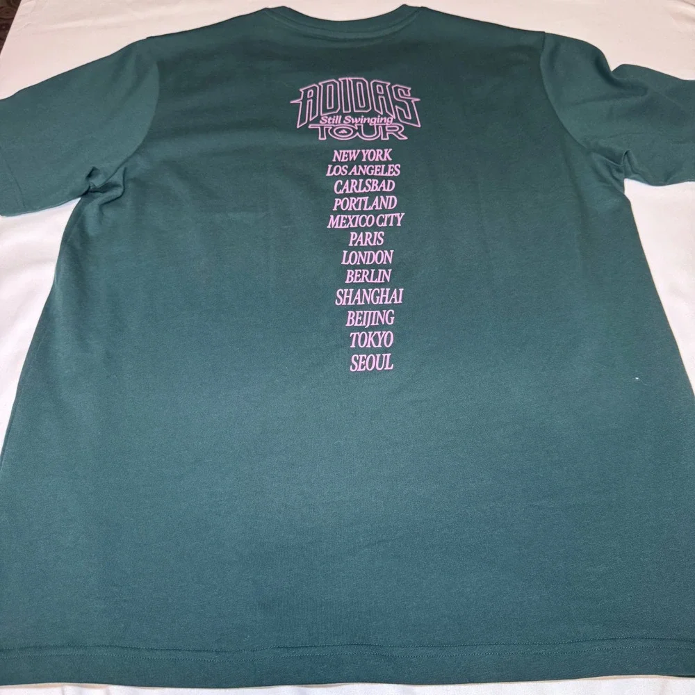 Adidas Still Swinging Tour Skeleton Golf‎ T-Shirt Mens Large Green Graphic Tee
